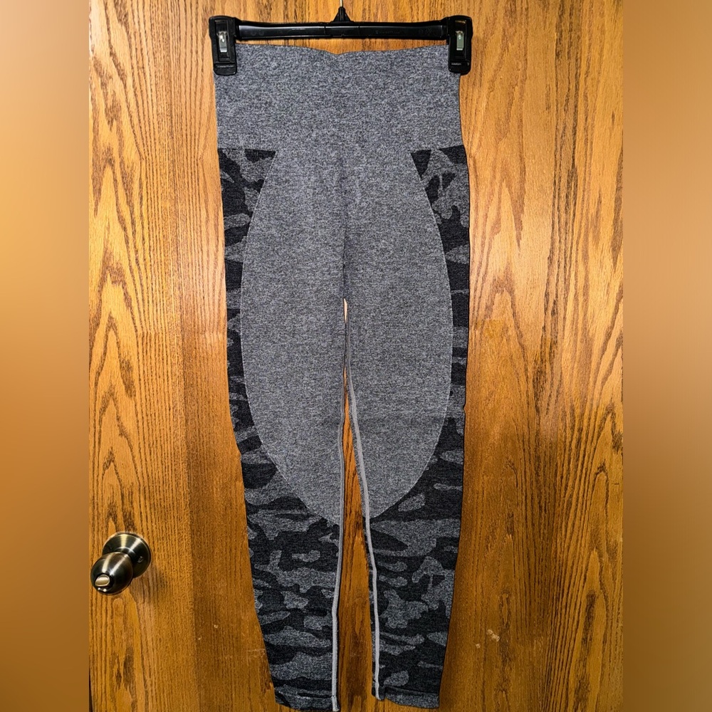 Gray and Black Camouflage Leggings